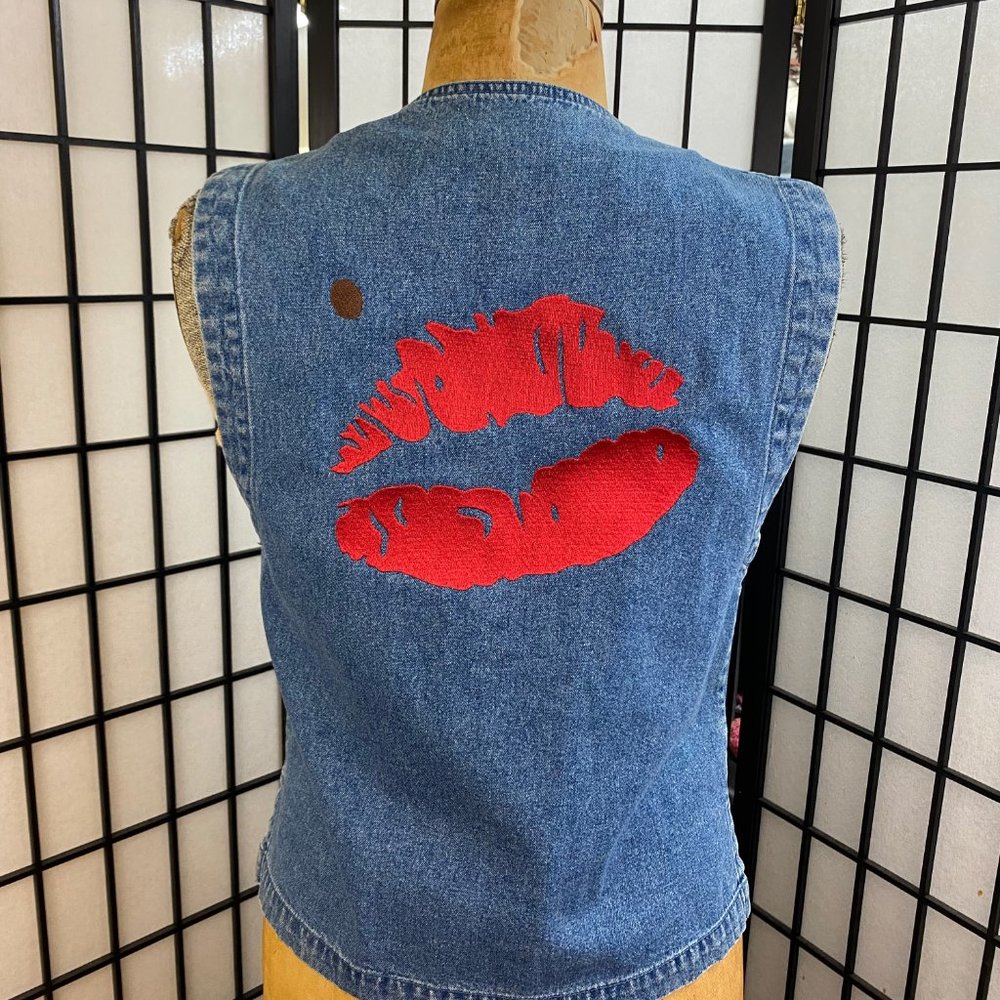 Vintage Embroidered Denim Vest - Wallys Picks